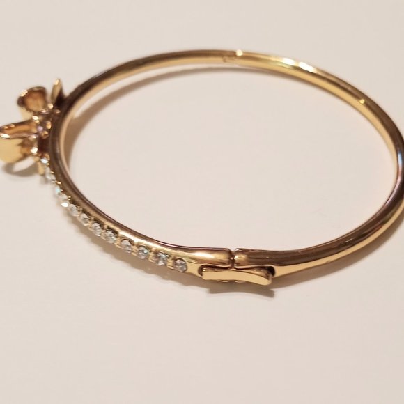 Kate Spade New York Gold Tone Love Notes Pave Crystal Bangle Bracelet - Picture 2 of 6